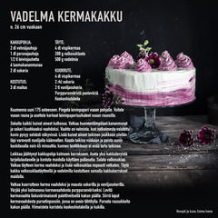 Shampanjan värisellä irtopohjavuoalla, jossa on valumareunat, valmistetun kakun resepti. 