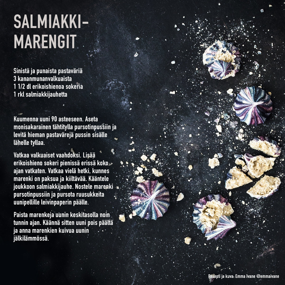 Kahdeksanosaista pursotinsettiä on hyödynnetty salmiakkimarenkien tekoon. 