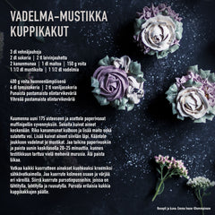 Kahdeksanosaista pursotinsettiä on käytetty kukka-kuppikakkujen koristeluun.