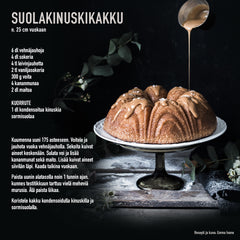 Valualumiinista valmistetulla pinnoitetulla kakkuvuoalla valmistetun kakun resepti.