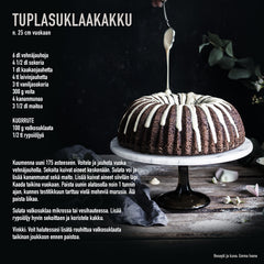 Valualumiinisella pinnoitetulla kakkuvualla valmistetun tuplasuklaa kakun resepti. 