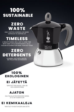 ESPRESSOKEITIN 6 k. Moka Induction Black 6 kuppi